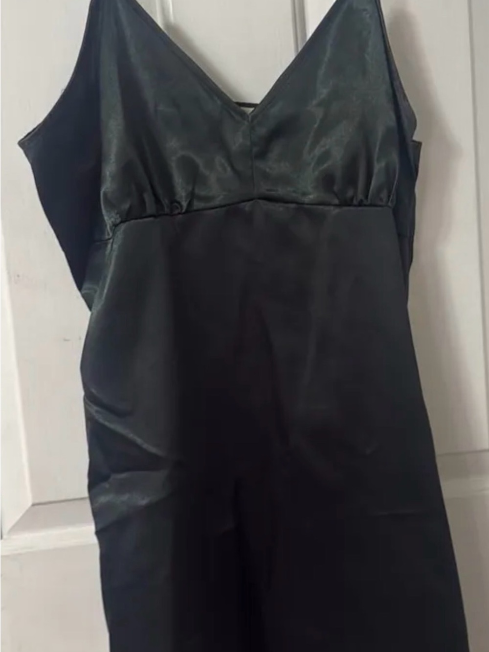 Chelsea & Violet Black Satin V-Neck Slip Dress